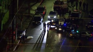 Police were investigating an officer-involved shooting in South L.A. on Jan. 8, 2018. (Credit: KTLA)