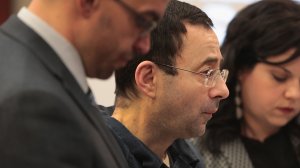 Larry Nassar appears in a Lansing, Michigan, courtroom to listen to victim impact statements prior to being sentenced on Jan. 16, 2018. (Credit: Scott Olson/Getty Images)