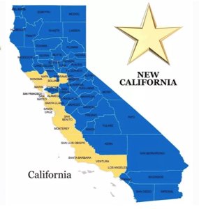 A rendering of what California and New California would look like under a proposal to split the state in two. (Credit: New California group)