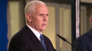 U.S. Vice President Mike Pence delivers a statement on Jan. 22, 2018, in the Prime Minister's residence in Jerusalem. (Credit: ARIEL SCHALIT/AFP/Getty Images)