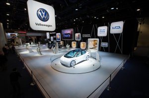 A Volkswagon car at CES in 2017. (Credit: Friso Gentsch/Volkswagen)