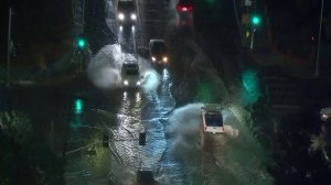 Rain flooded an intersection of Sun Valley on Jan. 8, 2018. (Credit: KTLA) 