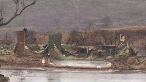 Rain falls in the Thomas Fire burn area on Jan. 8, 2018. (Credit: KTLA)