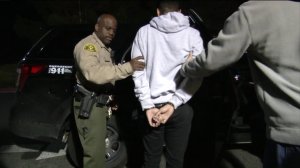 Deputies are seen conducting a human trafficking-related arrest in a still from a video released Jan. 30, 2018, by the Los Angeles County Sheriff's Department.