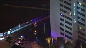 Deputies responded after a shooting outside the Mondrian Los Angeles Hotel in West Hollywood on Jan. 16, 2018. (Credit: KTLA)