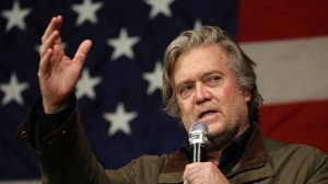 Steve Bannon speaks before introducing Republican Senatorial candidate Roy Moore during a campaign event at Oak Hollow Farm on Dec. 5, 2017, in Fairhope, Ala. (Credit: Joe Raedle/Getty Images)