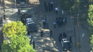 Police responded to a shooting on the campus of Sal Castro Middle School on Feb. 1, 2018. (Credit: KTLA)