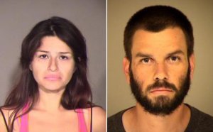 Mayra Chavez, left, and Omar Lopez are seen in booking photos released Feb. 14, 2018, by the Oxnard Police Department.