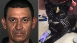 Lucio Lopez, left, and Olive are seen in photos released by Fontana police on Feb. 6, 2018.