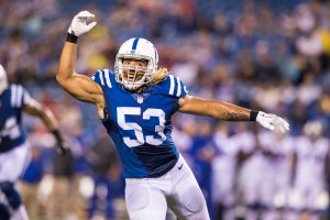 Edwin Jackson of the Indianapolis Colts attempts to break up a pass during the game against the Buffalo Bills on Aug. 13, 2016, at Ralph Wilson Stadium in Orchard Park, New York. (Credit: Brett Carlsen / Getty Images)