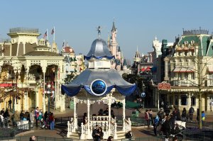 A view of Main Street is photographed on March 16, 2017 as Disneyland Paris - originally Euro Disney Resort - marks the 25th anniversary in Marne-La-Vallee, east of the French capital Paris. (Credit: BERTRAND GUAY/AFP/Getty Images)