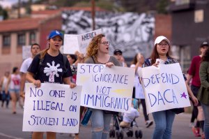 Advocates participate at a march to oppose President Donald Trump's order to end DACA on Sept. 10, 2017 in Los Angeles. (Credit: David McNew/Getty Images)