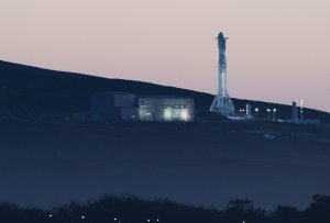 The SpaceX Falcon 9 rocket prepares to launch from the Space Launch Complex 4 at Vandenberg Air Force Base in Lompoc, California on Dec. 22, 2017. (Credit: Robyn Beck/AFP/Getty Images)