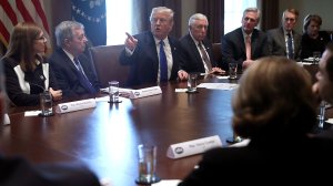 Donald Trump presides over a meeting about immigration with Republican and Democrat members of Congress at the White House on Jan. 9, 2018. (Credit: Chip Somodevilla/Getty Images)