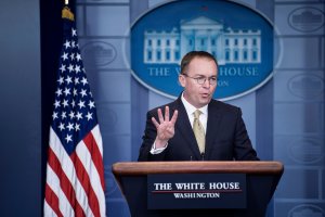 Mick Mulvaney, the director of the Office of Management and Budget, speaks during a briefing at the James S. Brady Press Briefing Room of the White House on January 20, 2018 in Washington, DC. (Credit: BRENDAN SMIALOWSKI/AFP/Getty Images)