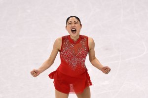 USA's Mirai Nagasu competes in the figure skating team event women's single skating free skating during the Pyeongchang 2018 Winter Olympic Games at the Gangneung Ice Arena in Gangneung on February 12, 2018. (Credit: ARIS MESSINIS/AFP/Getty Images)