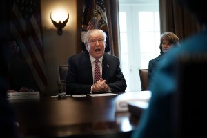 President Donald Trump speaks during a meeting with congressional members at the Cabinet Room of the White House February 14, 2018 in Washington, DC. (Credit: Alex Wong/Getty Images)