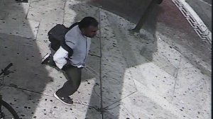 An image from a video provided by Los Angeles police on Feb. 12, 2018 shows a person of interest in the violent attack of a woman in Koreatown in Los Angeles.