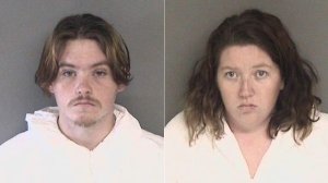 Daniel Gross, left, and Melissa Leonardo, right, are seen in booking photos released by the Alameda County Sheriff's Office. 