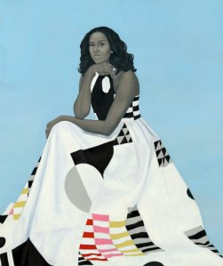 “Michelle LaVaughn Robinson Obama” by Amy Sherald was unveiled at the National Portrait Gallery on Feb. 12, 2018.