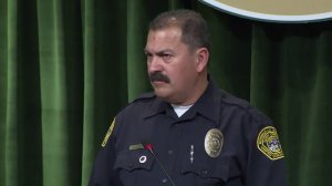 Security Officer Marino Chavez speaks at a news conference on Feb. 21, 2018. (Credit: KTLA)