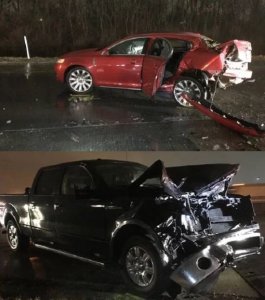 The scene of a crash that killed two men outside of Indianapolis is seen in a photo released by Indiana State Police on Feb. 5, 2018.