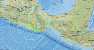 A USGS map shows an earthquake that struck southern Mexico on Feb. 16, 2018.