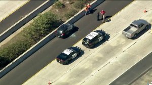 A suspect was found dead in a vehicle after a pursuit ended in Ventura on Feb. 21, 2018. (Credit: KTLA)