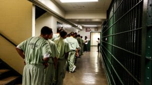 The American Civil Liberties Union of Southern California visited Men's Central Jail in downtown Los Angeles to register eligible incarcerated Californians to vote in February 2018.(Credit: Maria Alejandra Cardona / Los Angeles Times)