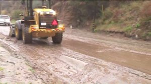 State Route 27 was covered in mud after a slide on March 2, 2018. (Credit: KTLA)