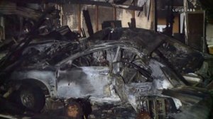 A car is seen after it crashed into a mobile home in Gardena on March 4, 2018. (Credit: KTLA)