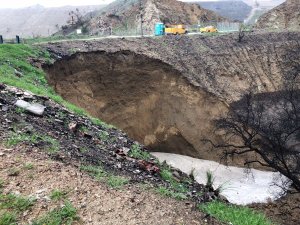 This L.A. County photo shows an eroded hillside 1 mile north of the 8300 block of La Tuna Canyon on March 22, 2018. 