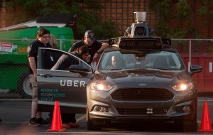 An autonomous Uber Ford Fusion sits in the Uber Technical Center parking lot in Pittsburgh, Pennsylvania, on Sept. 22, 2016. (Credit: Jeff Swensen / Getty Images)