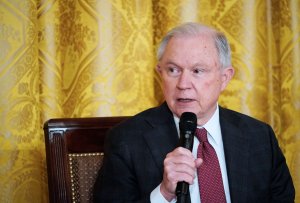 U.S. Attorney General Jeff Sessions speaks at the White House on March 1, 2018. (Credit: MANDEL NGAN/AFP/Getty Images)