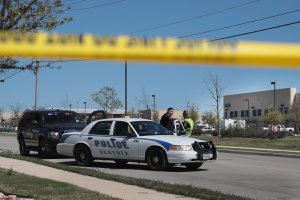 Police guard a road outside a FedEx facility following an explosion on March 20, 2018 in Schertz, Texas. (Credit: Scott Olson/Getty Images)