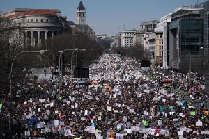 Protesters participate in the March for Our Lives rally in Washington, D.C. on March 24, 2018. (Credit: Alex Wong/Getty Images)