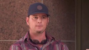 Jason Freeman, Charles Manson's grandson, speaks outside a downtown Los Angeles courtroom on Jan. 26, 2018. (Credit: KTLA)