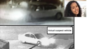 Los Angeles County Sheriff's Department officials released these photos of a vehicle believed to be involved in the fatal shooting of Danah Rojo-Rivas (insert) in November 2016.