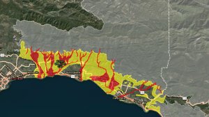 A map showing areas being evacuated March 12, 2018, over mudslide concerns as a storm approaches, was released by Santa Barbara County officials that same day. It was last updated at 4 p.m. that day and is subject to change. The latest version can be viewed at ReadySBC.org. (Credit: Santa Barbara County) 