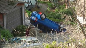 Resident Jeff Hartman provided this photo of a car that flipped over on Baxter Street. 