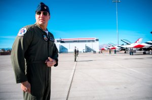 Maj. Stephen Del Bagno, Thunderbird 4/Slot Pilot is shown in a Jan. 26, 2018 photo provided by the U.S. Air Force on April 5, 2018.