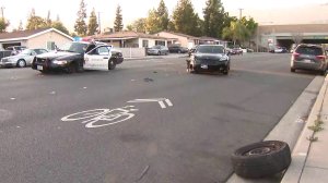 A Los Angeles County sheriff's deputy and civilian were involved in a crash in Duarte on April 20, 2018. (Credit: KTLA)