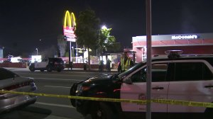 The scene of a crash in South L.A.'s Vermont Vista district that left a 52-year-old man dead on April 13, 2018, is seen here. (Credit: KTLA)