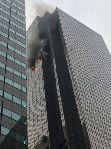 The New York City Fire Department tweeted this photo of a fire at Trump Tower on April 7, 2018. 