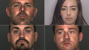 From left to right Jesse Graham, Crystal Conant, Jordan Kory and Jason Bissell are shown in photos released by the Fontana Police Department on April 4, 2018.