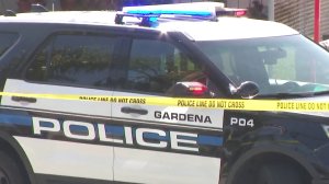 Gardena police respond to an incident on April 11, 2018. (Credit: KTLA)