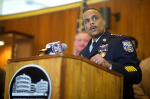 Philadelphia Police Commissioner Richard Ross speaks at a news conference about the shooting of Police Officer Jesse Hartnett, 33, who was ambushed and allegedly shot at 13 times by Edward Archer, 30, the night before, on Jan. 8, 2016, in Philadelphia. (Credit: Mark Makela/Getty Images)