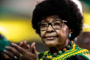 Winnie Mandela, former wife of former president Nelson Mandela, attends the last day of the NASREC Expo Centre in Johannesburg on December 20, 2017. (Credit: GULSHAN KHAN/AFP/Getty Images)