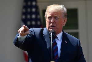 US President Donald Trump speaks about tax cuts for Americans from the Rose Garden at the White House on April 12, 2018 in Washington, DC. (Credit: NICHOLAS KAMM/AFP/Getty Images)