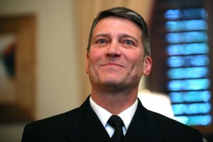 Physician to the President U.S. Navy Rear Admiral Ronny Jackson meets with Senate Veterans Affairs Committee Chairman Johnny Isakson (R-GA) in his office in the Russell Senate Office Building on April 16, 2018. (Credit: Chip Somodevilla/Getty Images)